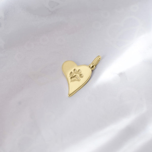 Signature Flowing Heart Paw Print Charm in Yellow Gold
