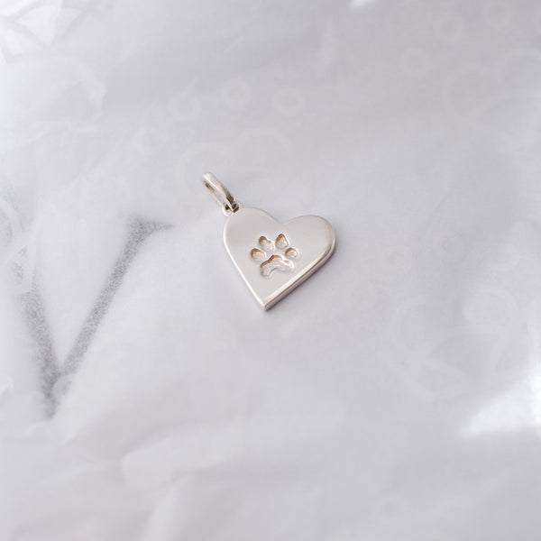 Sterling silver paw print charm jewellery 