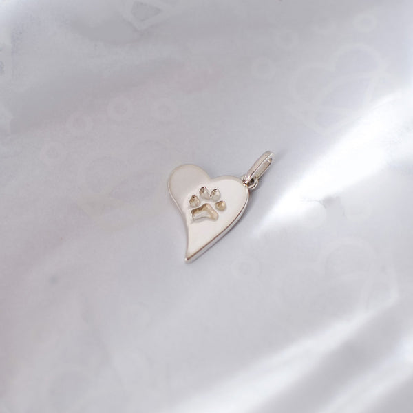 Sterling Silver heart paw print charm jewellery 