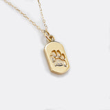 Signature Dog Tag Paw Print Charm in Yellow Gold