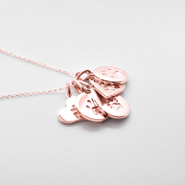 Signature Flowing Heart Paw Print Charm in Rose Gold